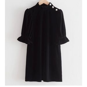 & Other Stories Paris Atelier Black Velvet Puff Sleeve Mini Dress, EUC Size 2
